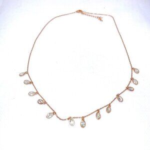 Rose Gold Tone Sterling Silver Dangling Crystals Necklace